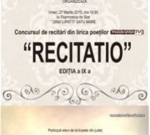 Concursul de recitări din lirica poeților sătmăreni „Recitațio” la a IX-a ediție