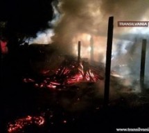 Magazie de lemne în flăcări la Balta Blondă. Pompierii au salvat o casă de la incendiu.