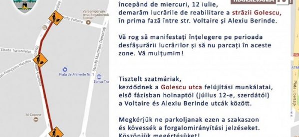 Lucrări de reabilitare pe strada Golescu. Circulație restricționată.