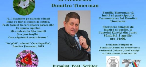 Poetul și scriitorul Dumitru Țimerman va fi comemorat în Carei